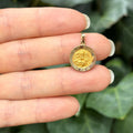 14k Gold St Michael Satin Medal Pendant Hollow 15mm