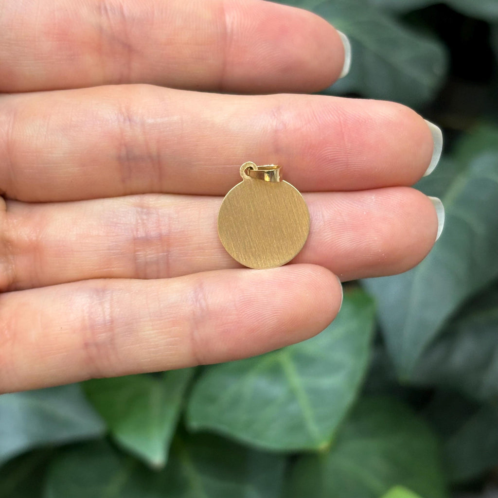 14k Gold St Michael Satin Medal Pendant Hollow 15mm
