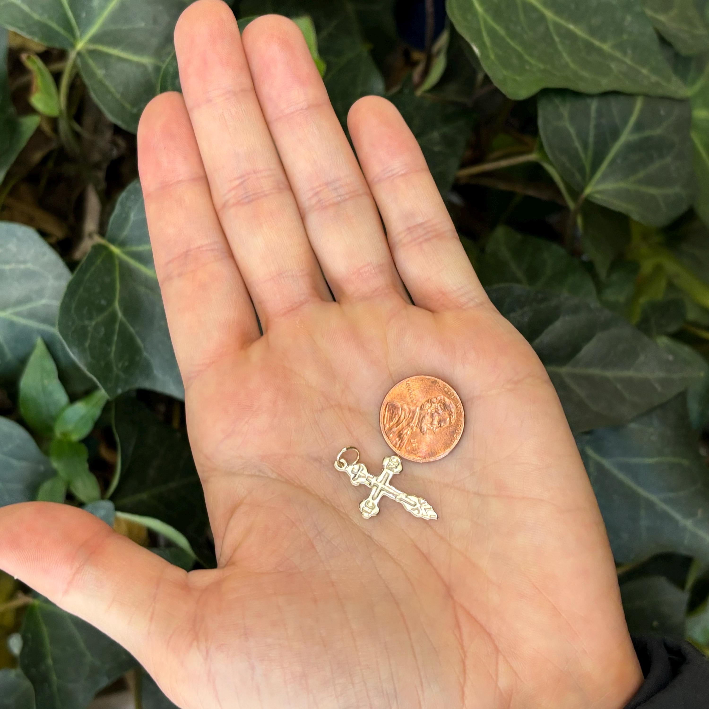 10k Gold Eastern Orthodox Cross Charm Pendant