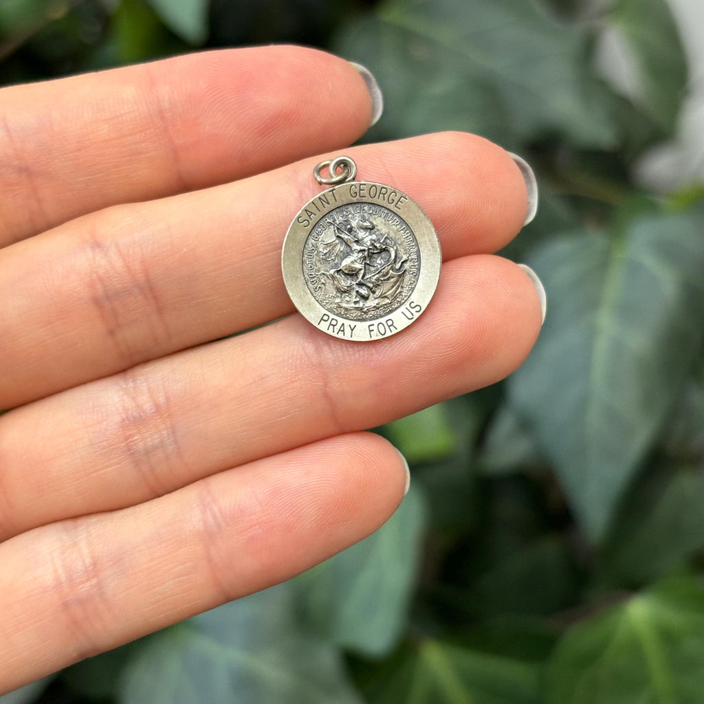 Sterling Silver St George Round Medal Pendant 18mm