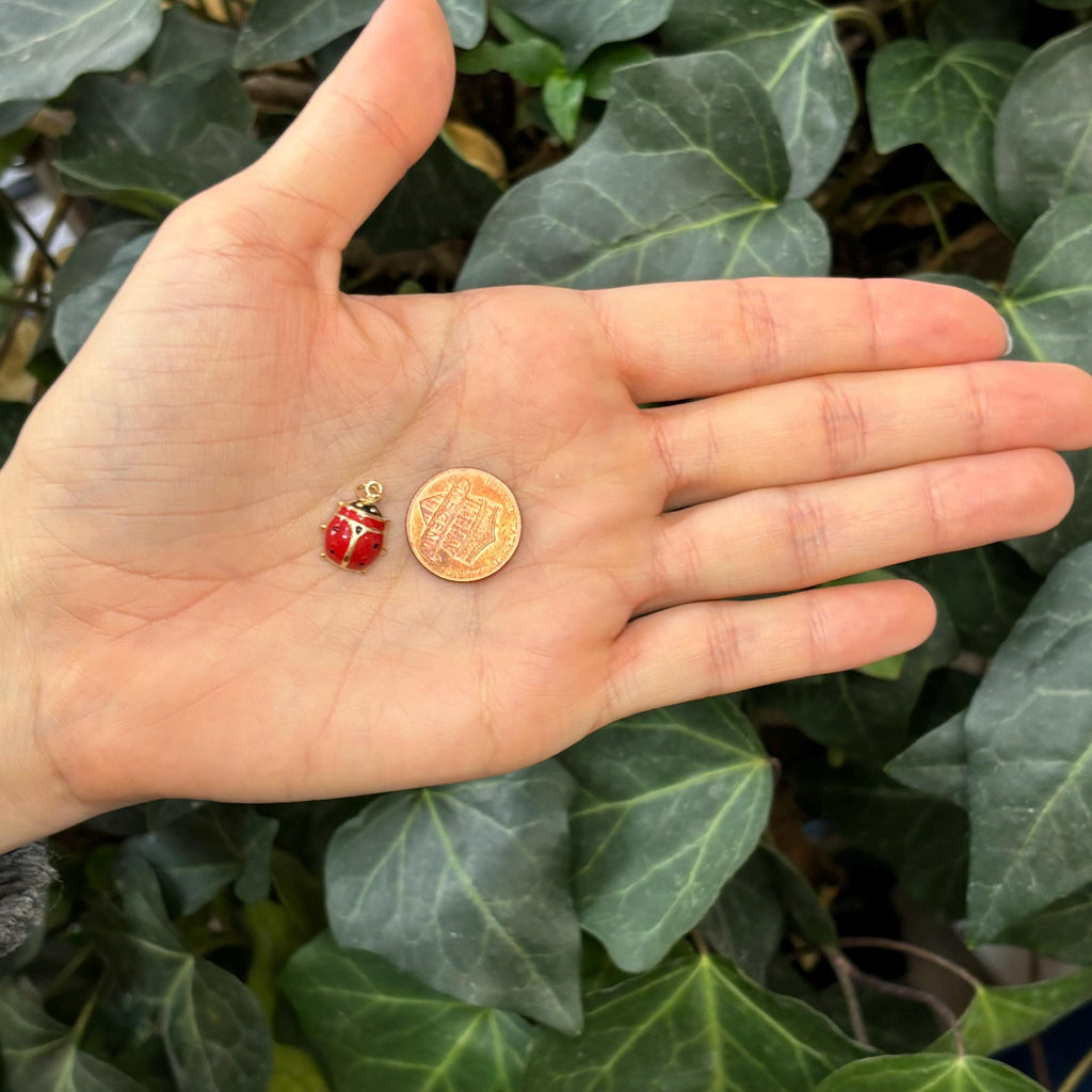 14k Gold Red Ladybug 2D Pendant Charm