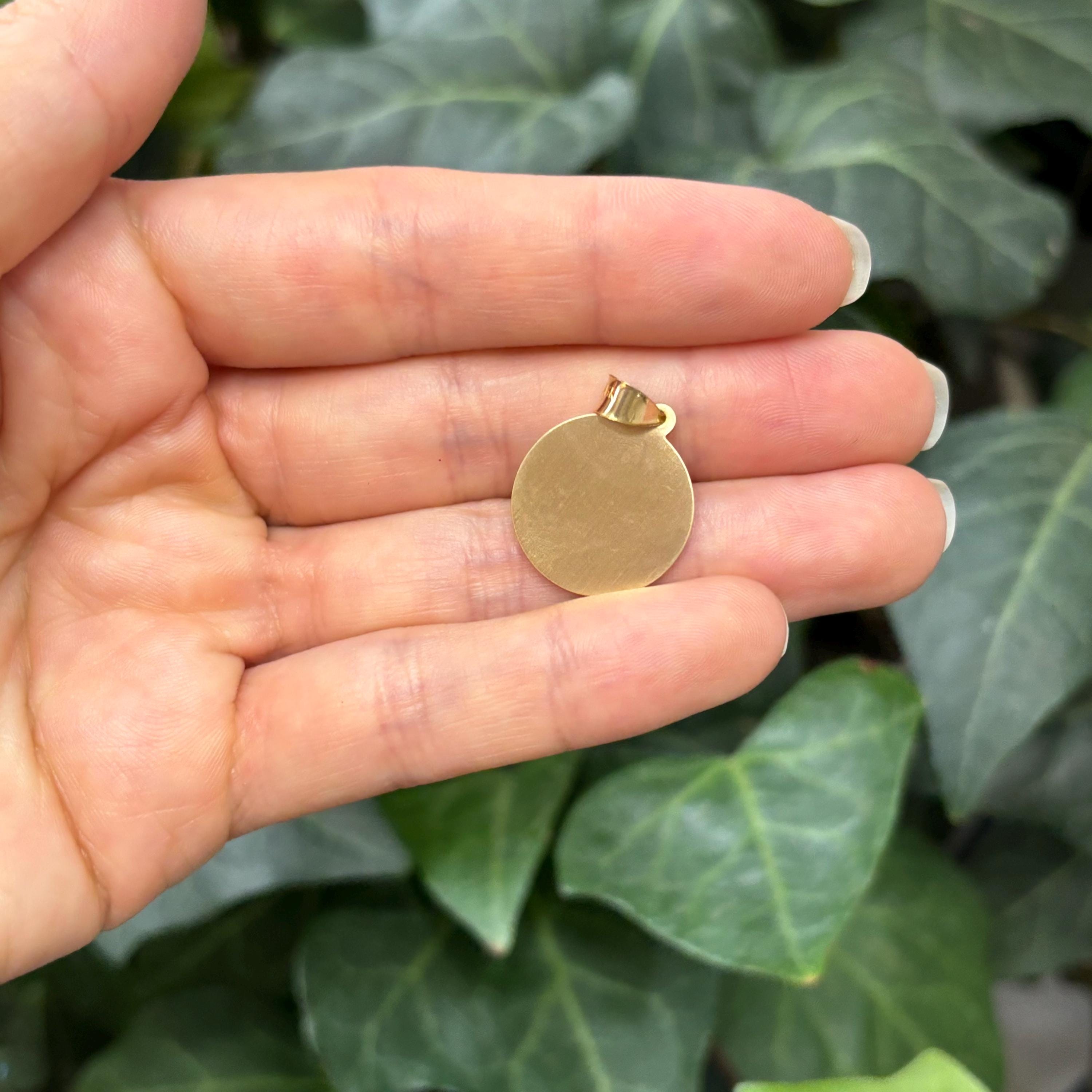 14k Gold St Gerard Satin Medal Pendant Hollow 18mm