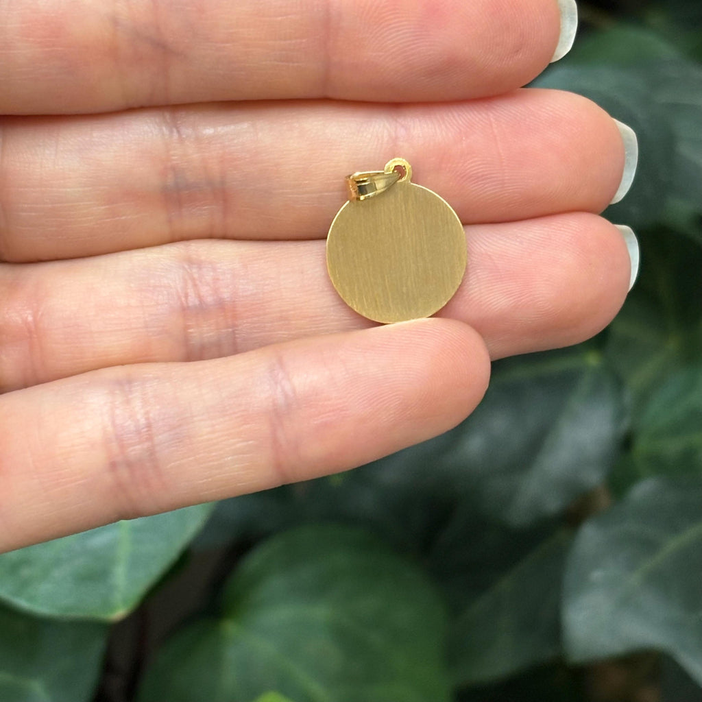 14k Gold St Patrick Satin Medal Pendant Hollow 15mm