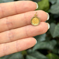 14k Gold St Christopher Round Medal Pendant 12mm Hollow
