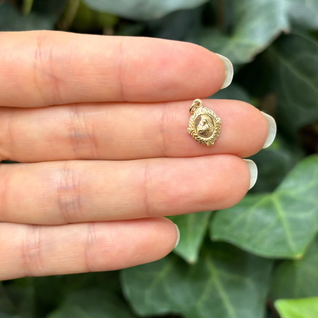 14k Gold St Anthony Medal Oval Tiny Medal Pendant Charm