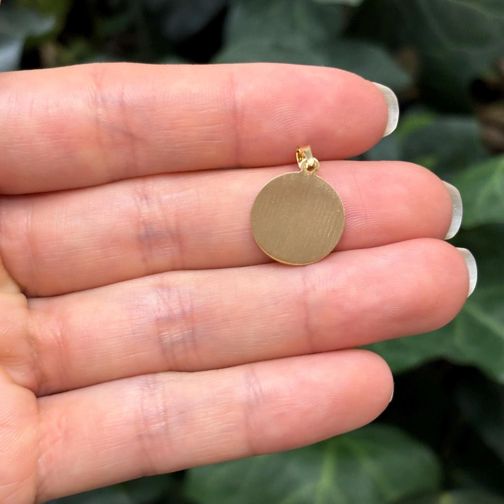 14k Gold St Luke Medal Round Medal Pendant 15mm