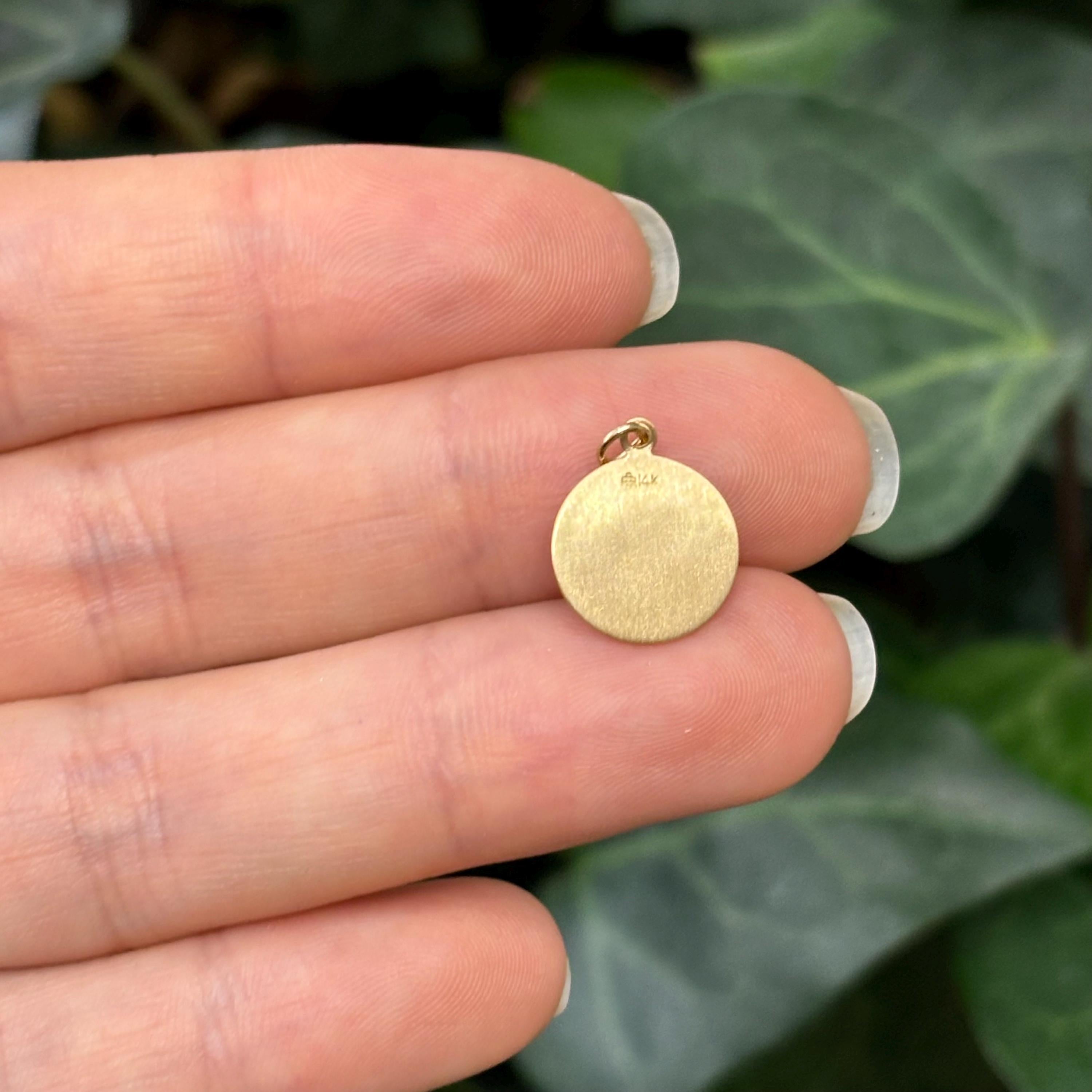 14k Gold St John the Evangelist Round Medal Pendant 12mm Hollow
