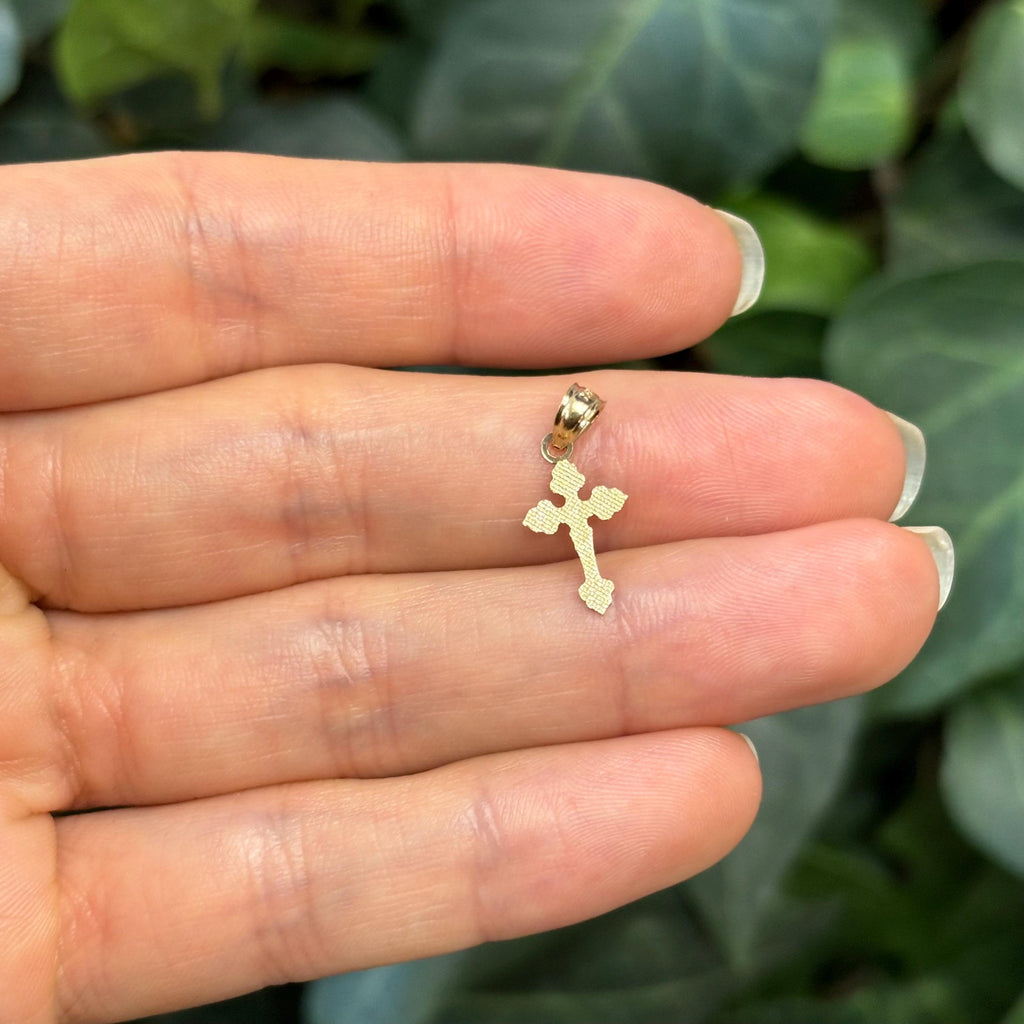 10K Gold Crucifix Cross Charm Pendant Mini Small Tiny