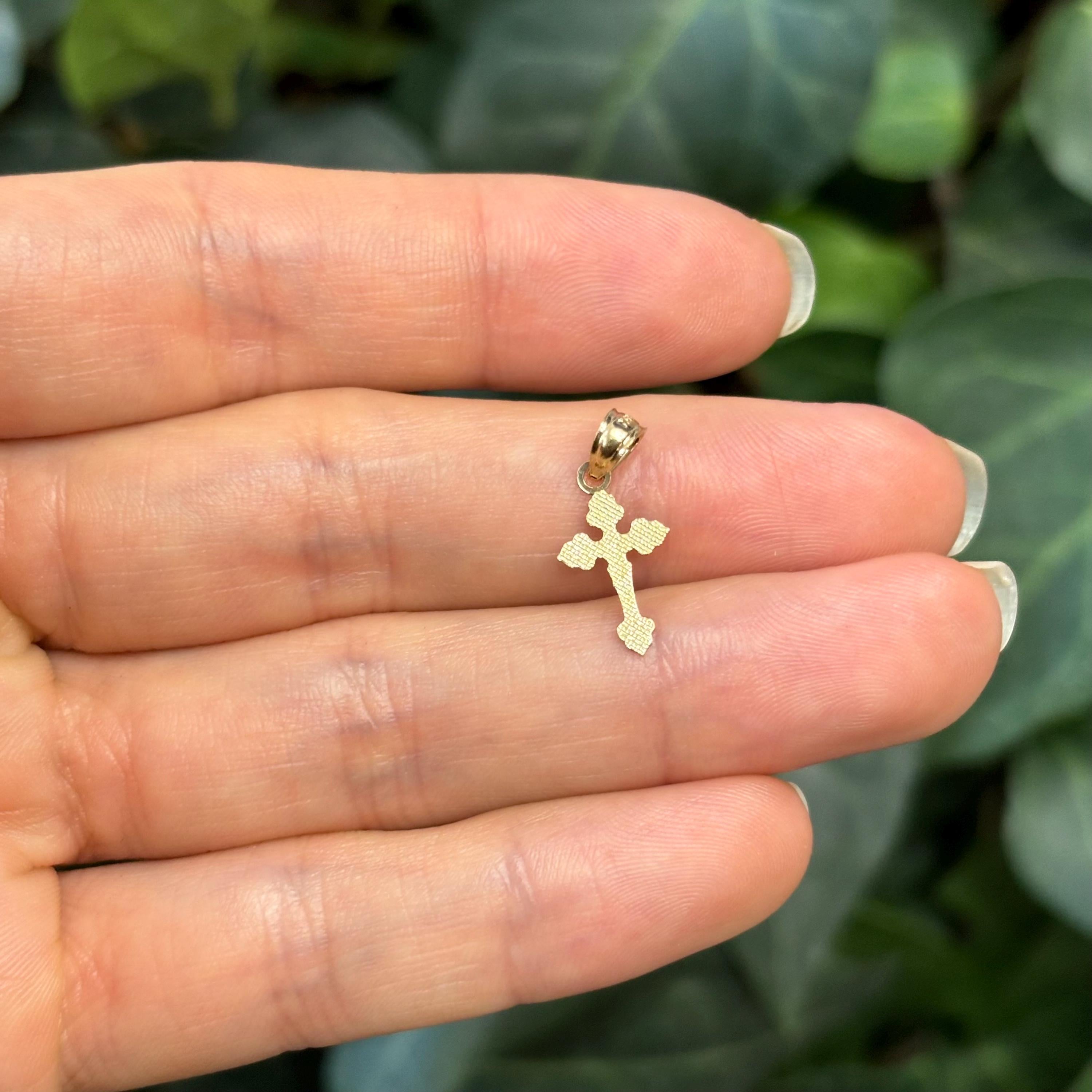 10K Gold Crucifix Cross Charm Pendant Mini Small Tiny