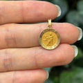 14k Gold St Luke Satin Medal Pendant Hollow 19mm
