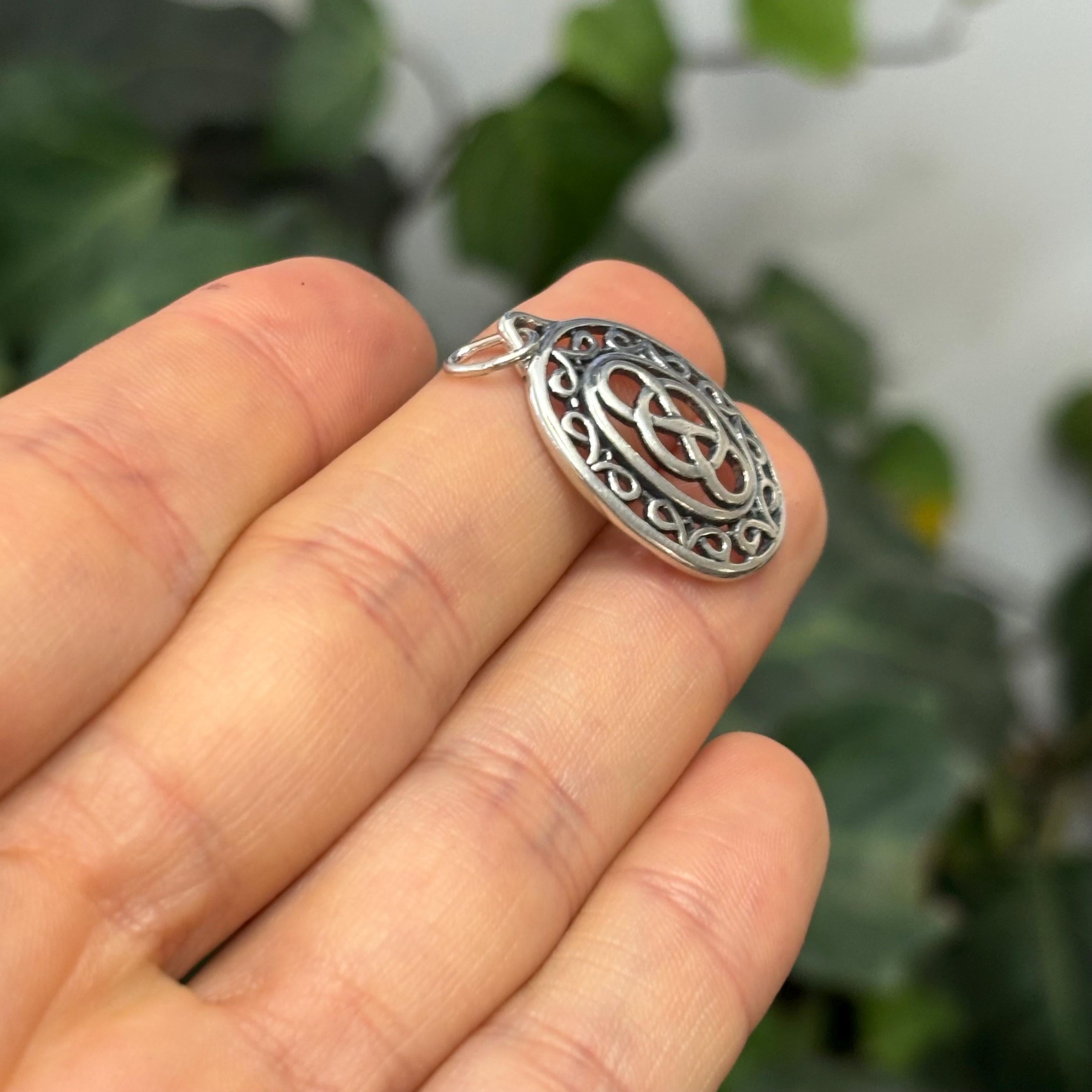 Sterling Silver Celtic Infinity Knot Oval Charm Pendant