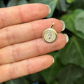 14k Gold St Benedict 2 Sided Two tone Medal Pendant Solid 24.5mm