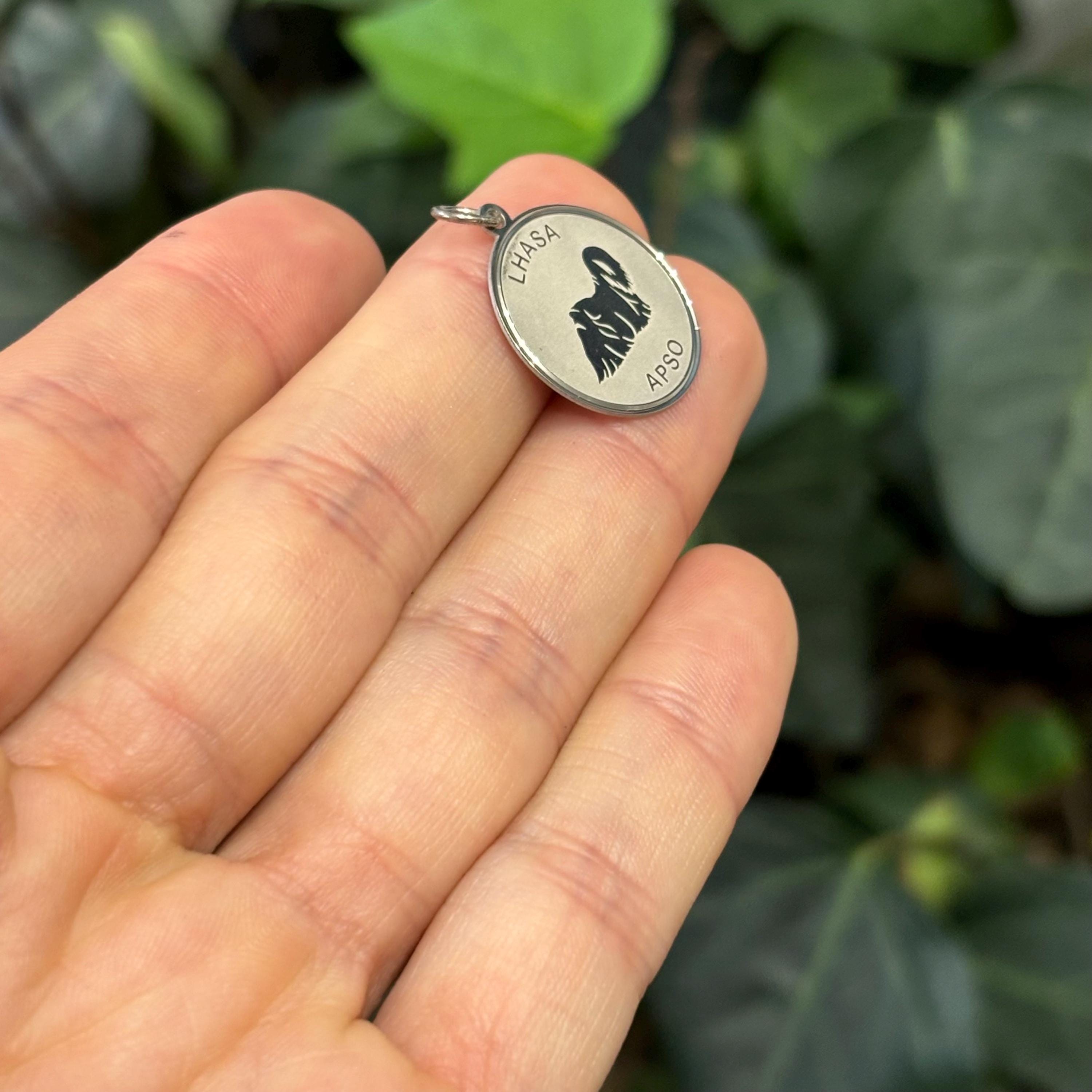 Sterling Silver Lhasa Apso Shiny and Matte Detailed Charm Pendant