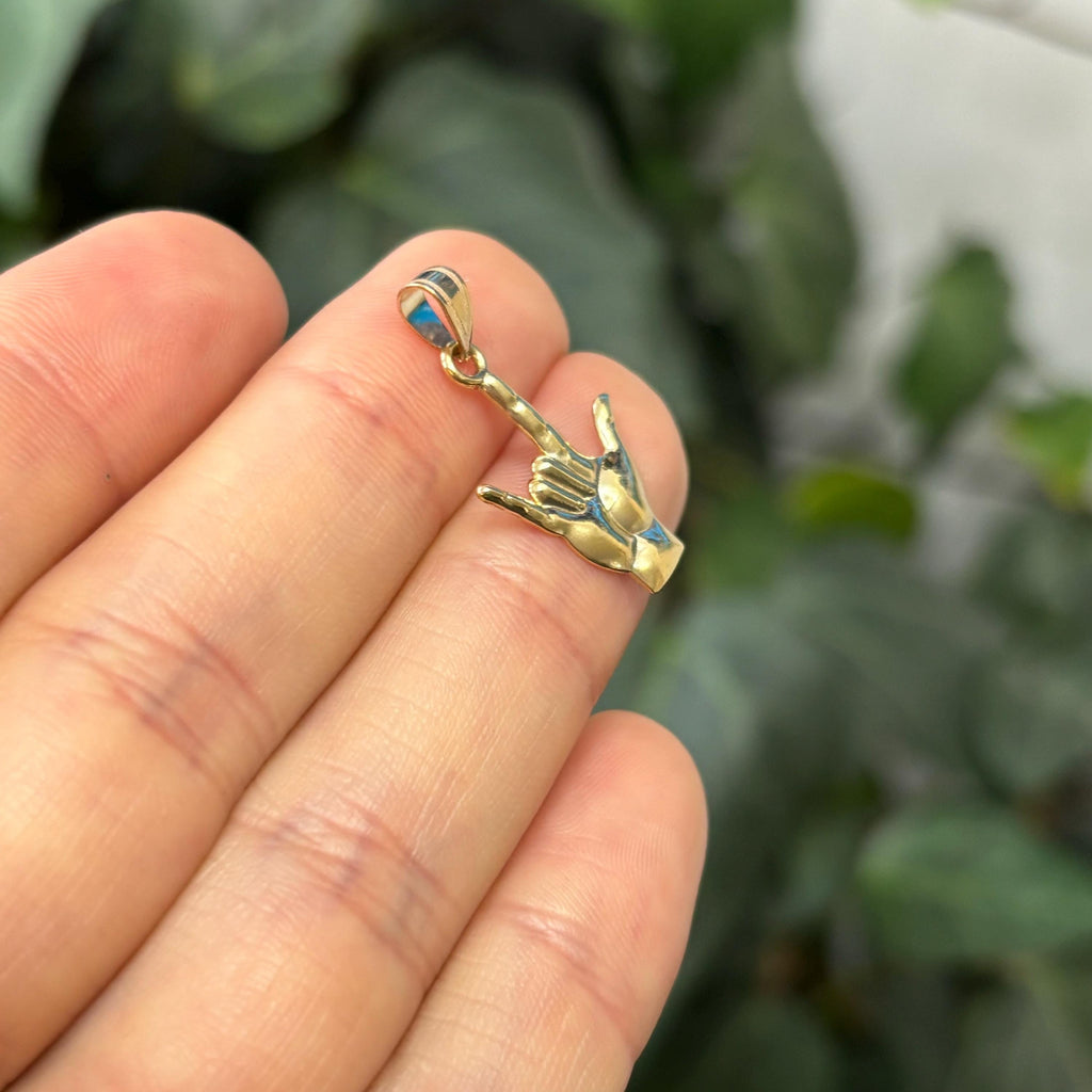 14k Gold I Love You Sign Language Charm Pendant