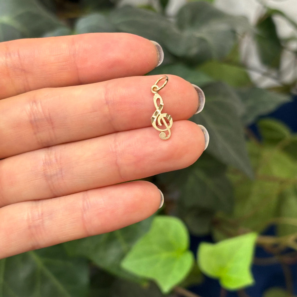 10k Gold Treble Clef Mini Charm Pendant