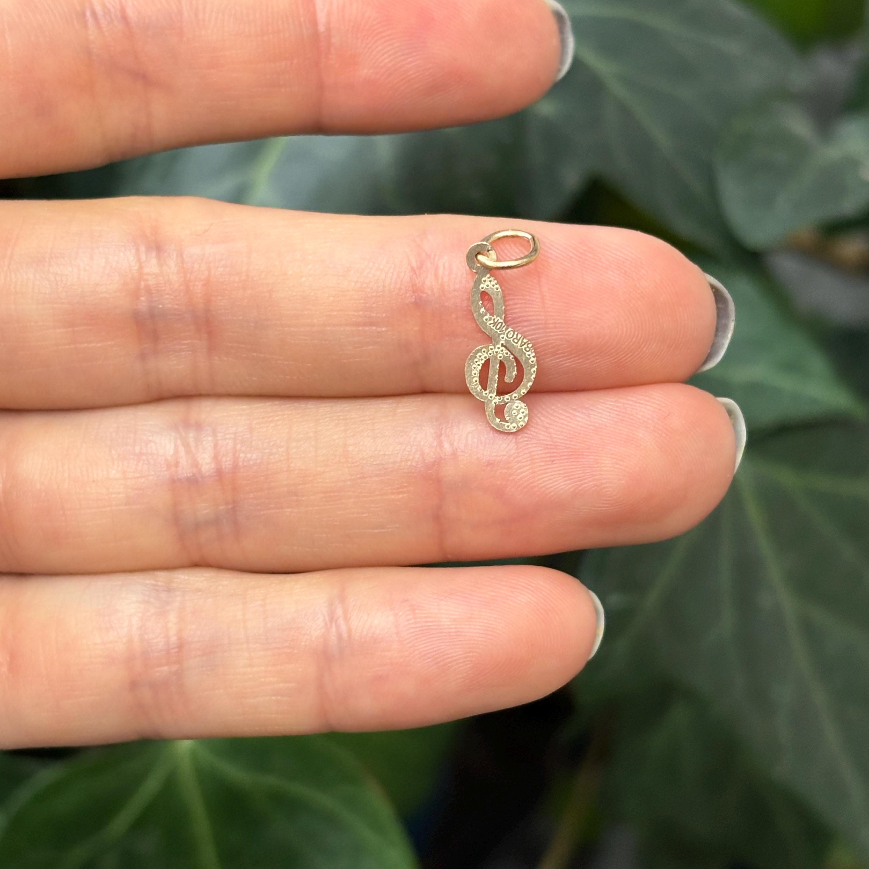 10k Gold Treble Clef Mini Charm Pendant