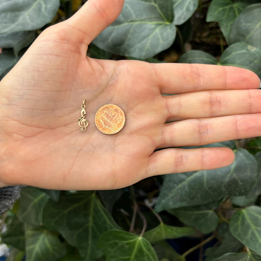 10k Gold Treble Clef Mini Charm Pendant