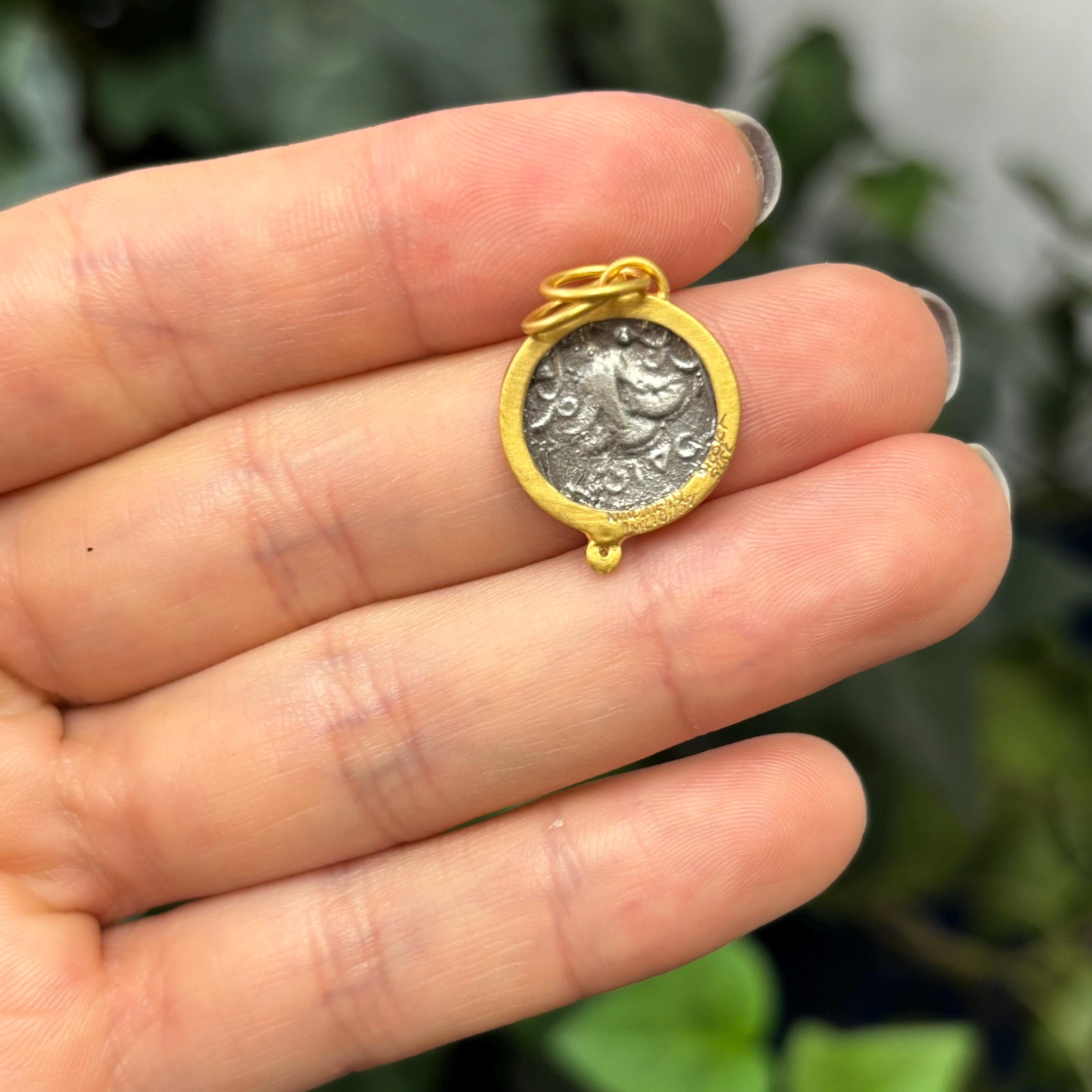 24k Gold-Infused Sterling Silver Coin Diamond Pendant