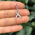 14k White Gold Cancer Ribbon Awareness Charm Pendant