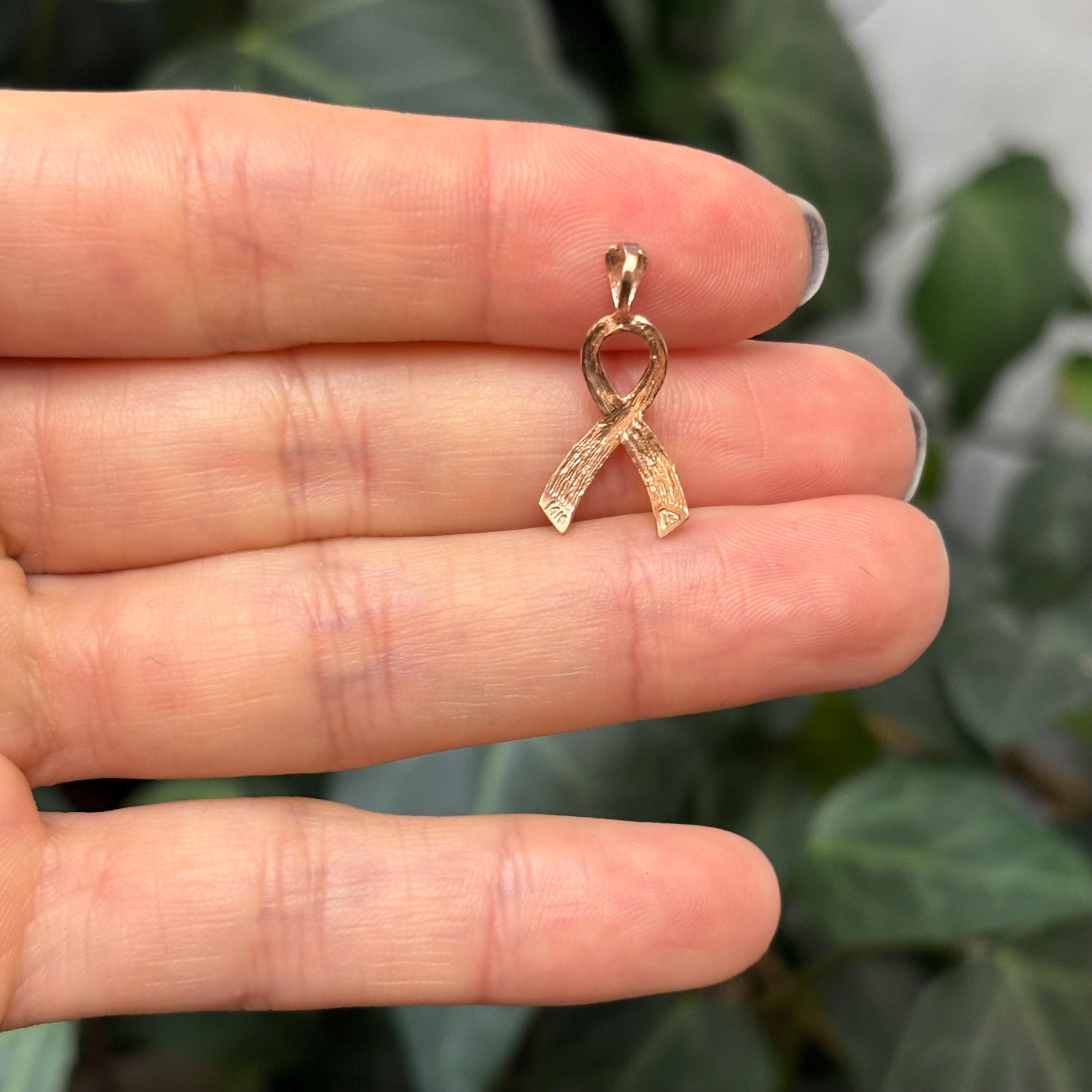 14k Rose Gold Cancer Ribbon Awareness Charm Pendant