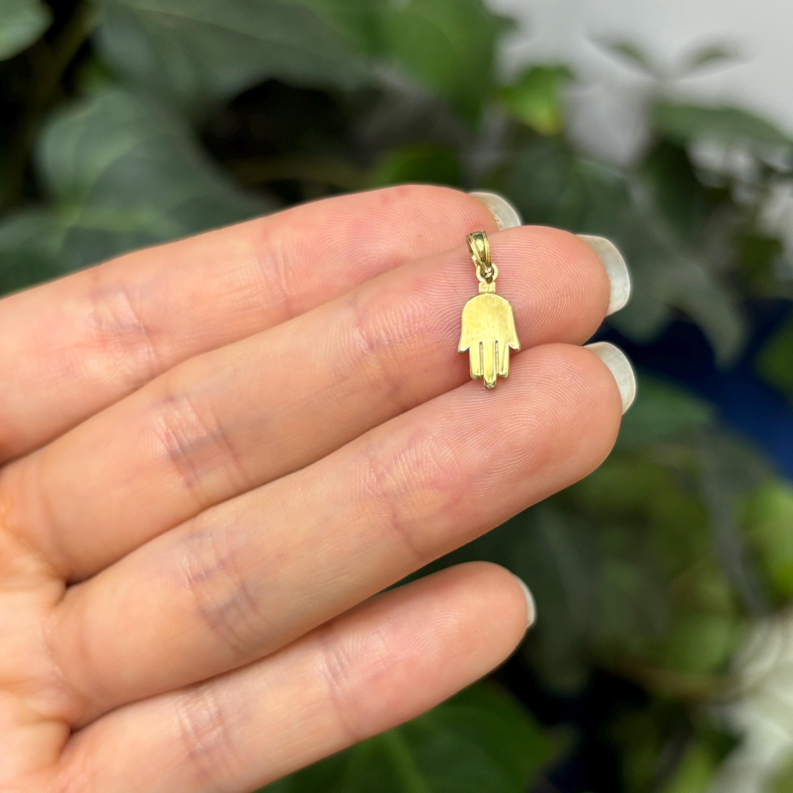 10K Yellow Gold Hamsa Chamseh Tiny Hollow Pendant