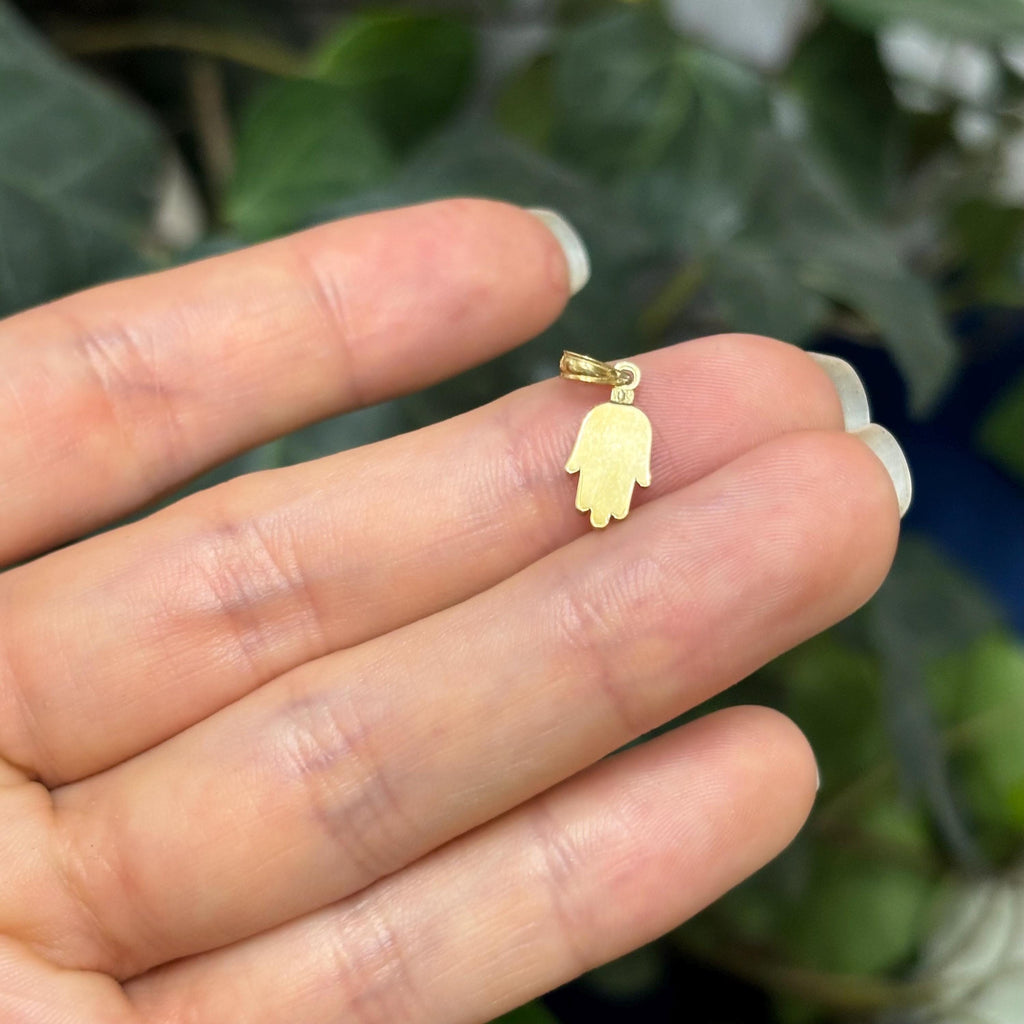 10K Yellow Gold Hamsa Chamseh Tiny Hollow Pendant