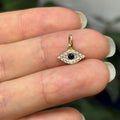 Sterling Silver Goldtone with Stones Evil Eye Detailed Pendant Small