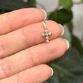 14k Gold Bezel Cubic Zirconia Stones Mini Cross Charm Pendant