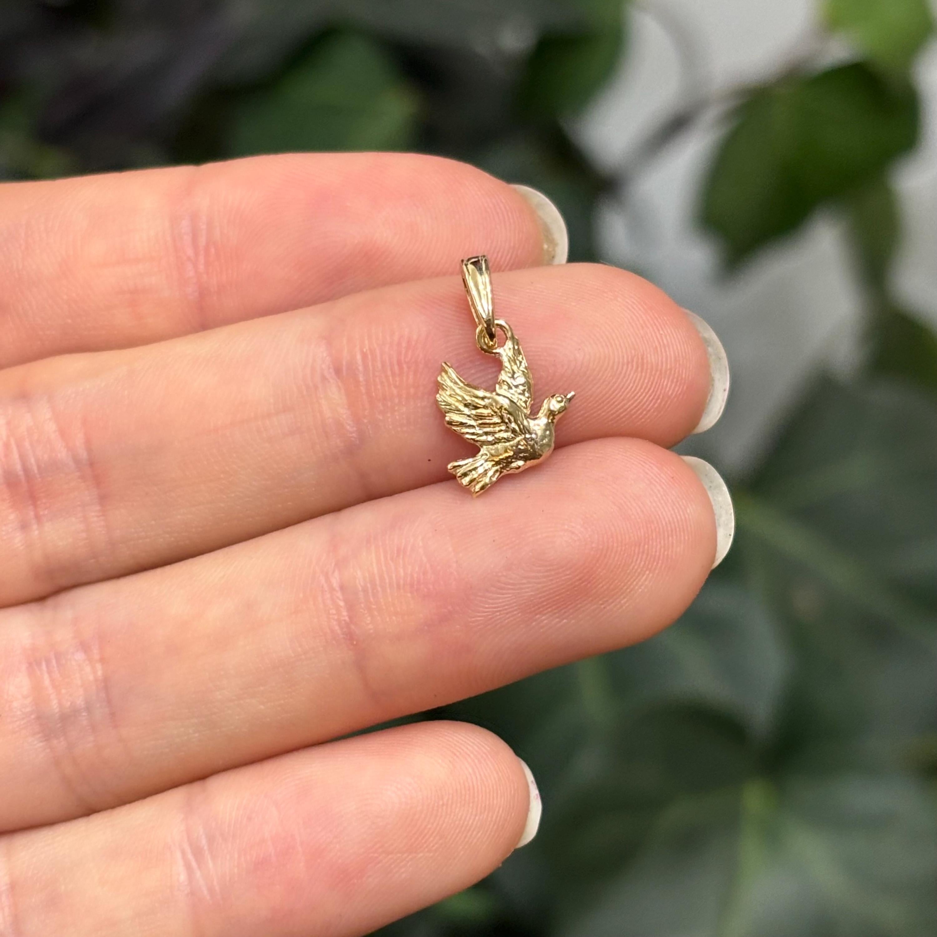 10k Gold Flying Dove Charm Pendant