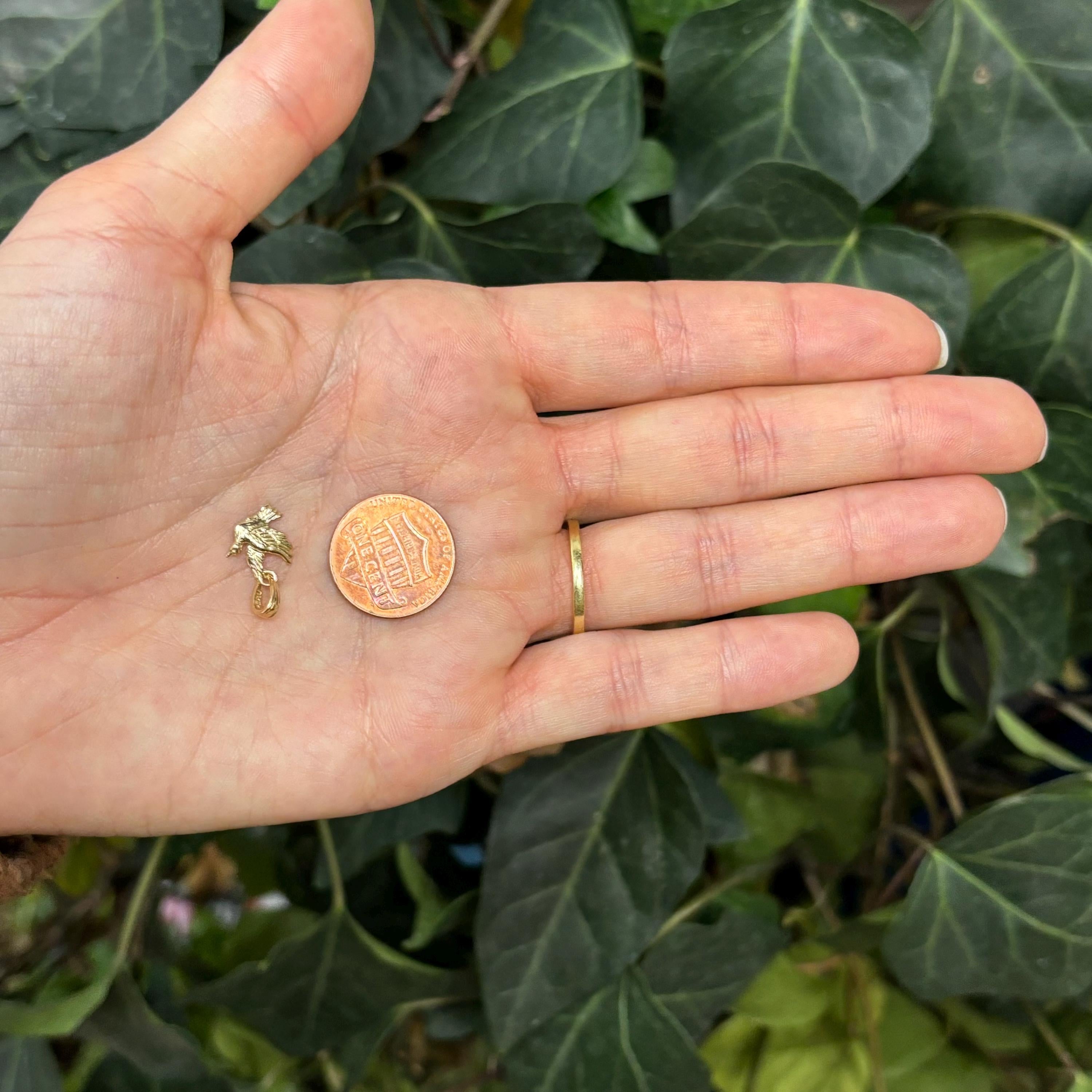 10k Gold Flying Dove Charm Pendant