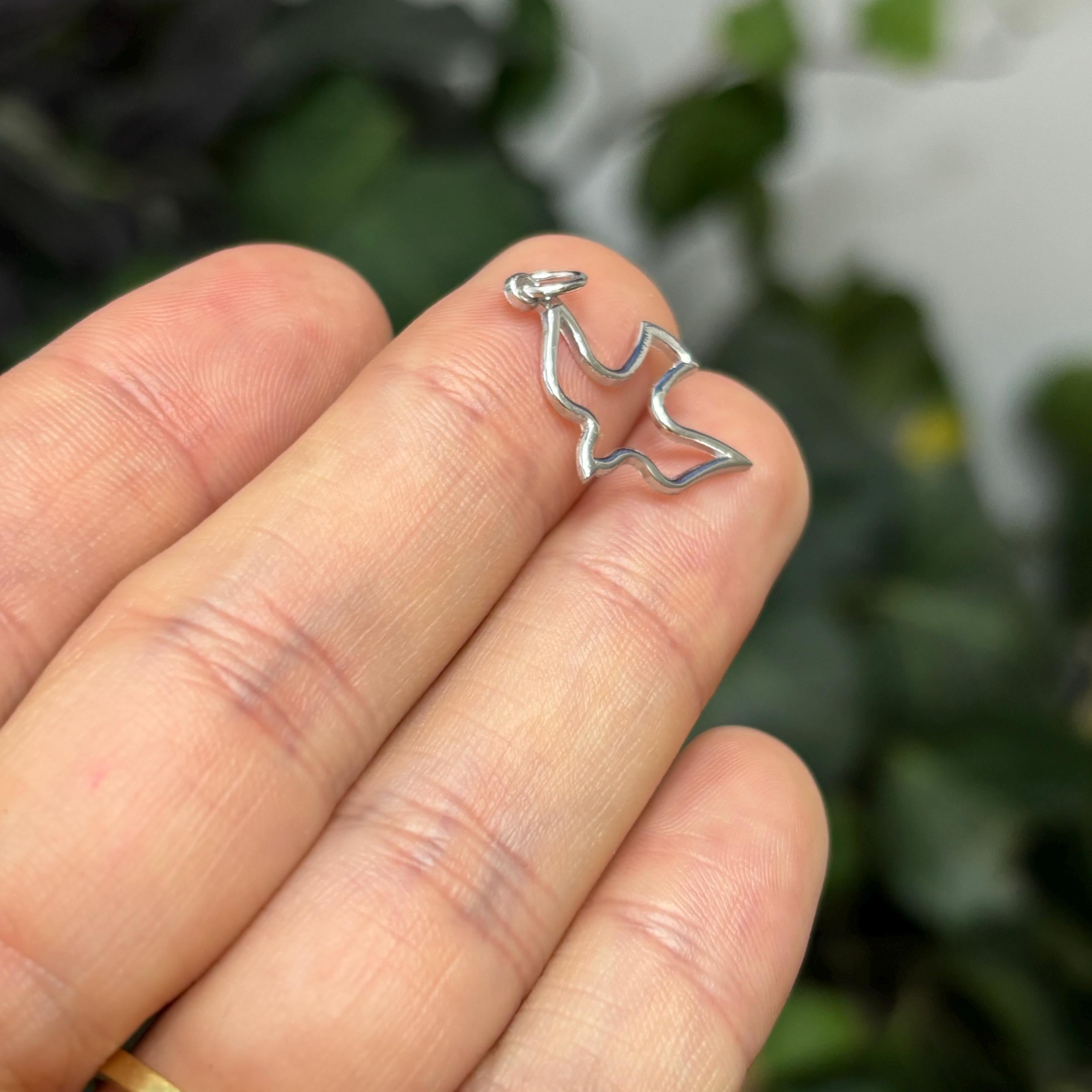 14k White Gold Flying Dove Cut-Out Charm Pendant