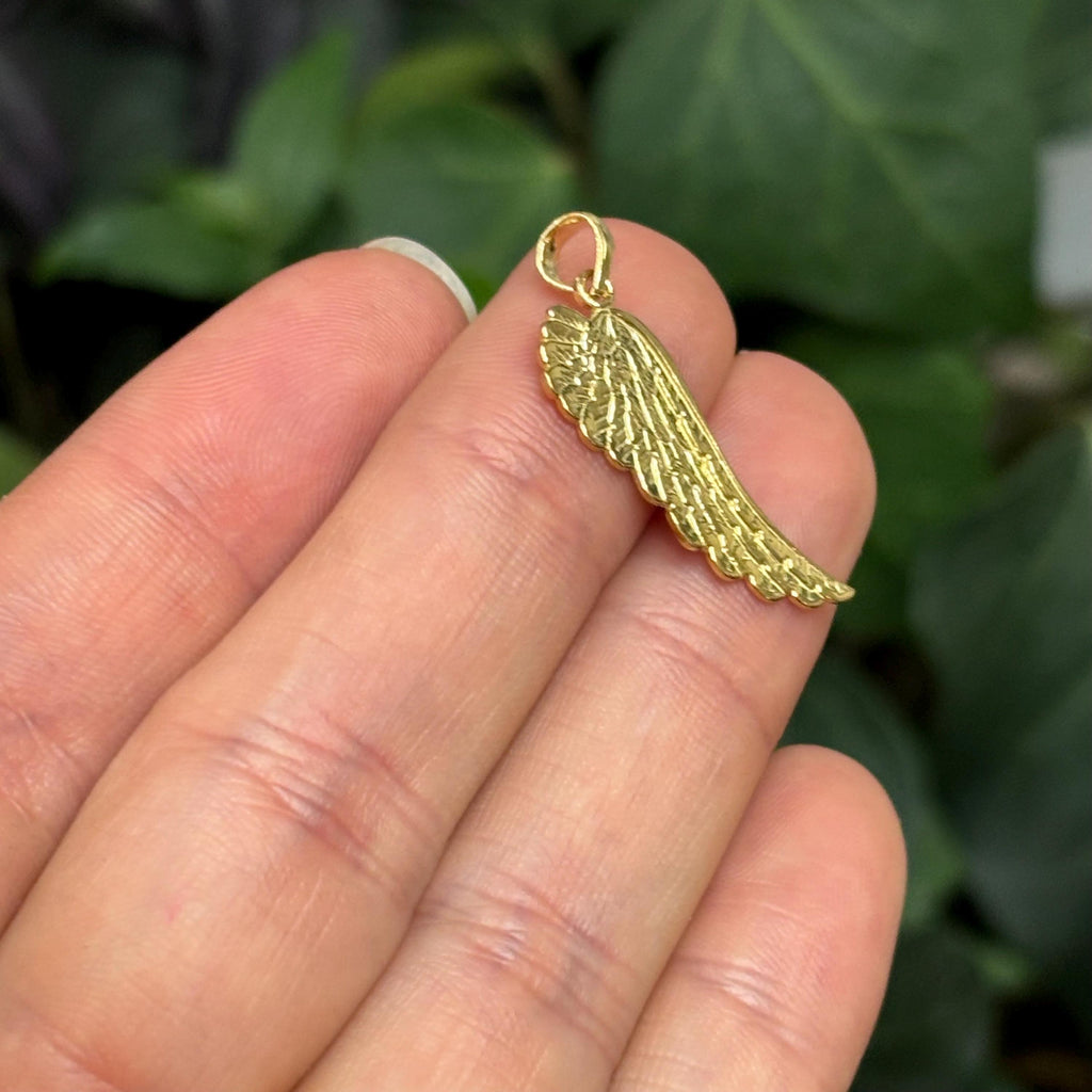 14k Yellow Gold Angel Wing Charm Pendant