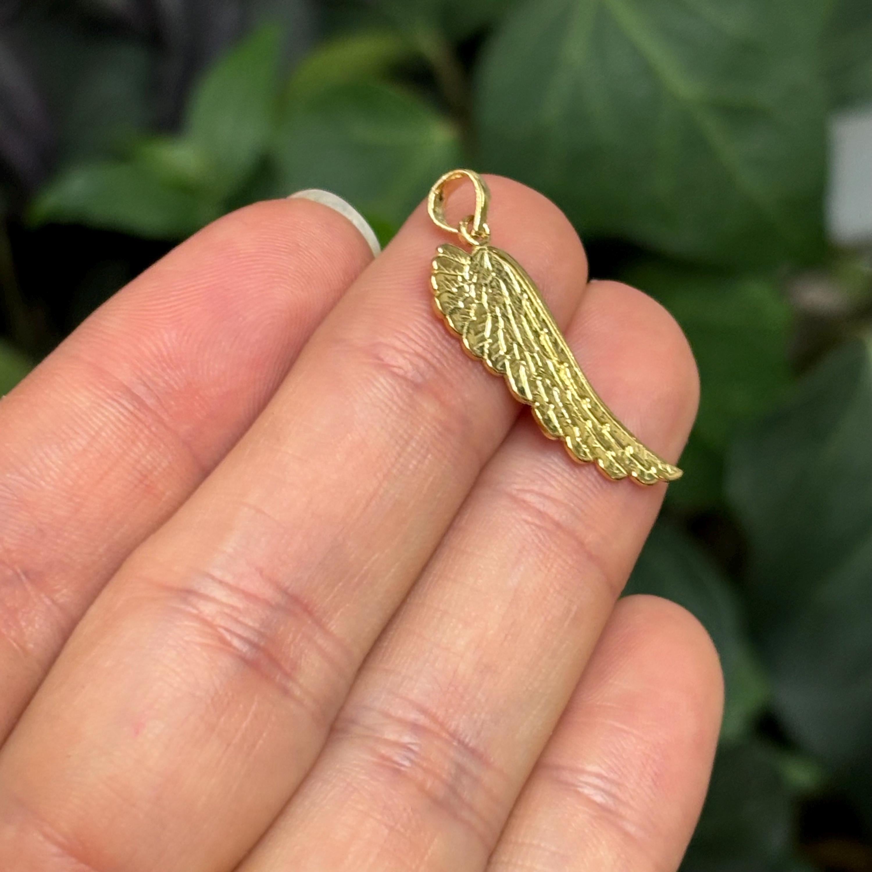 14k Yellow Gold Angel Wing Charm Pendant