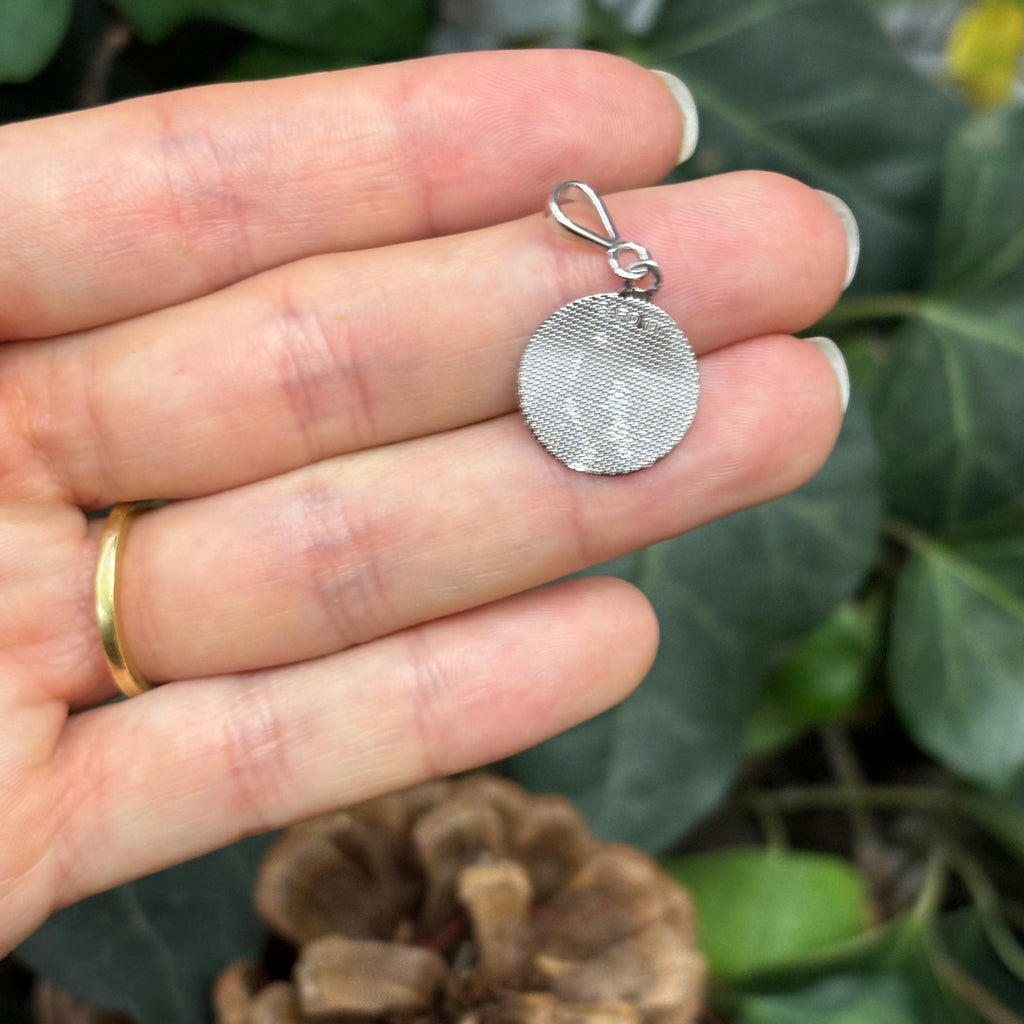 14k White Gold Raphael Baby Angel Round Charm Pendant