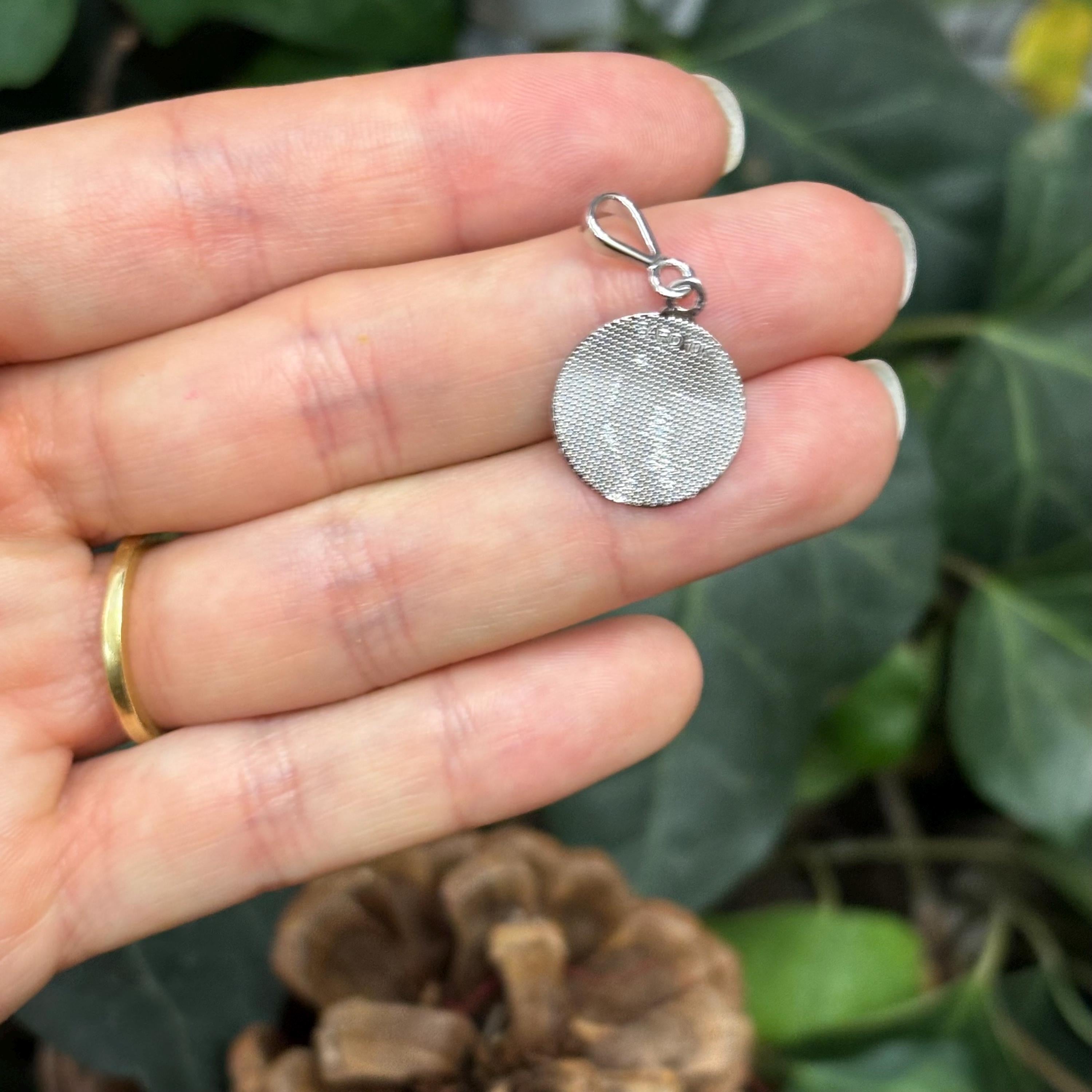 14k White Gold Raphael Baby Angel Round Charm Pendant