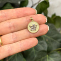 10k Gold Two-Tone Raphael Baby Angel Round Charm Pendant