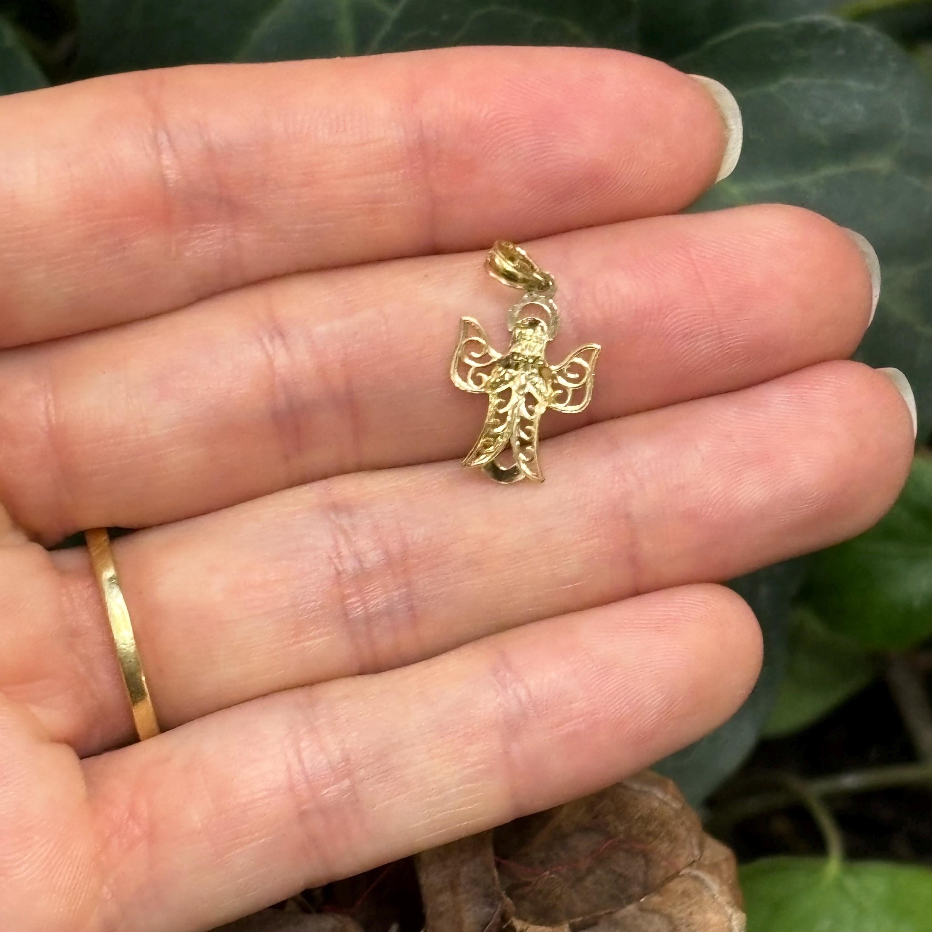 10k Gold Filigree Angel Charm Pendant