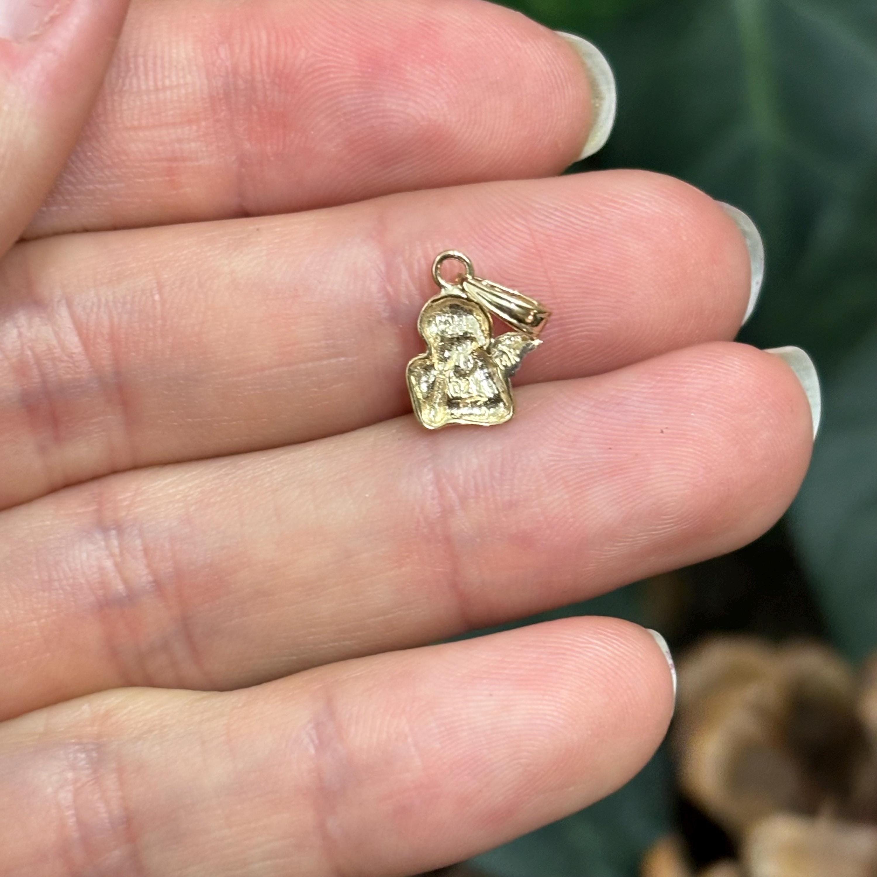 14k Gold Two-Tone Resting Baby Angel Charm Pendant