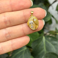 14k Gold Two-Tone Guardian Angel Oval Locket Pendant