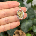 14k Gold Two-Tone Angel Believe Peace Hope Faith Oval Pendant
