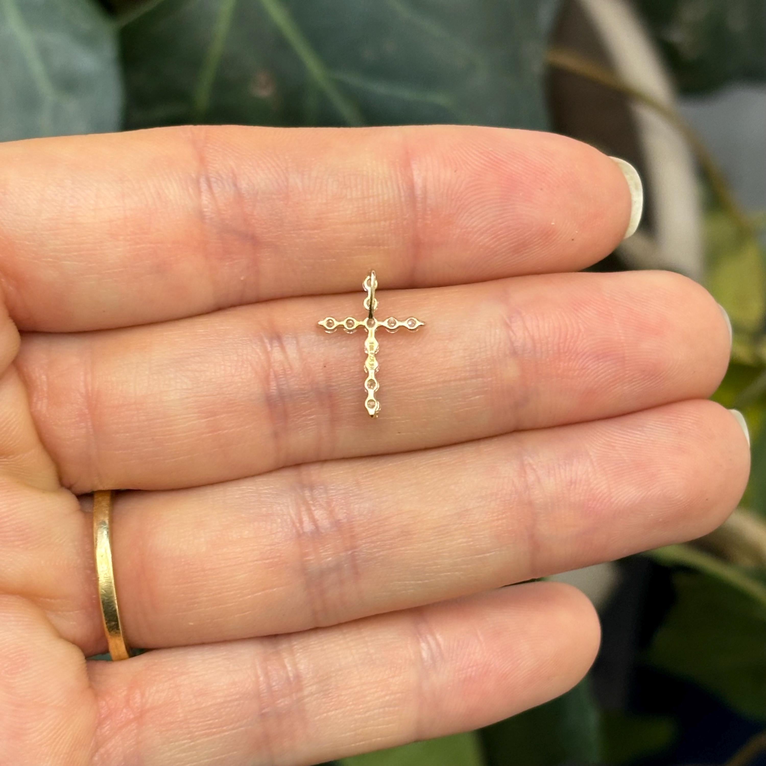 10k Gold Cubic Zirconia Stones Small Cross Charm Pendant Slide