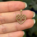 10K Yellow Gold Irish Celtic Trinity Heart Filigree Design Detailed Charm Pendant