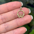 10K Yellow Gold Irish Celtic Claddagh Heart Design Detailed Charm Pendant