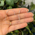 Sterling Silver Thin Heart Threader Hoop Earrings 40mm x 43mm