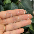 Sterling Silver Thin Heart Threader Hoop Earrings 30mm x 27mm