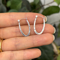 Sterling Silver Hammered Oval Hoop Earrings 11mm x 14mm
