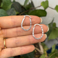 Sterling Silver Hammered Oval Hoop Earrings 20mm x 14mm