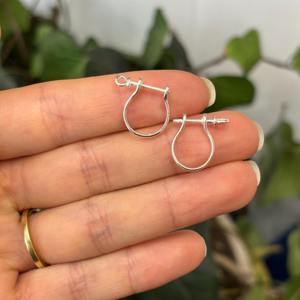 Sterling Silver Shackle Screw Link Hoop Earrings