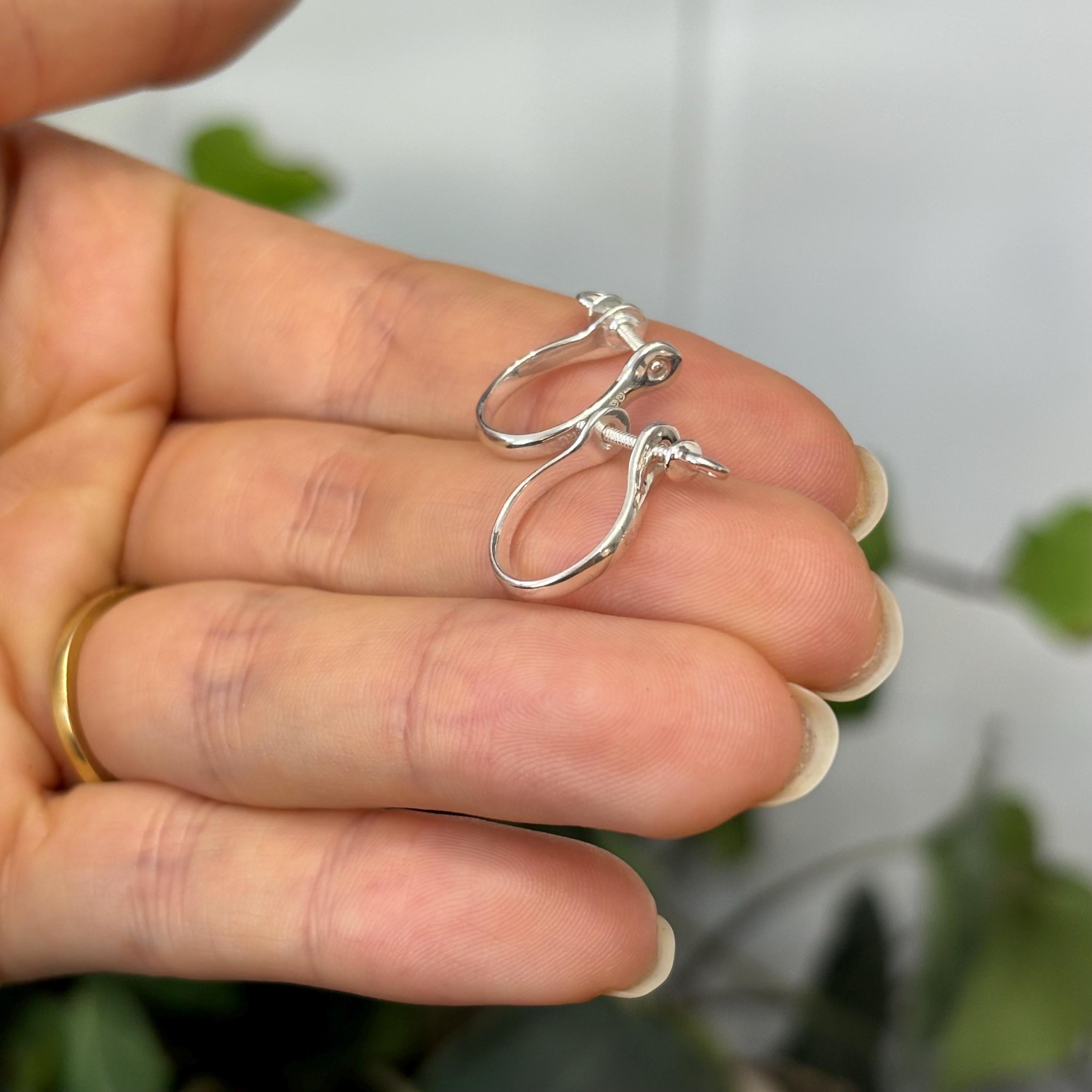 Sterling Silver Shackle Screw Link Hoop Earrings