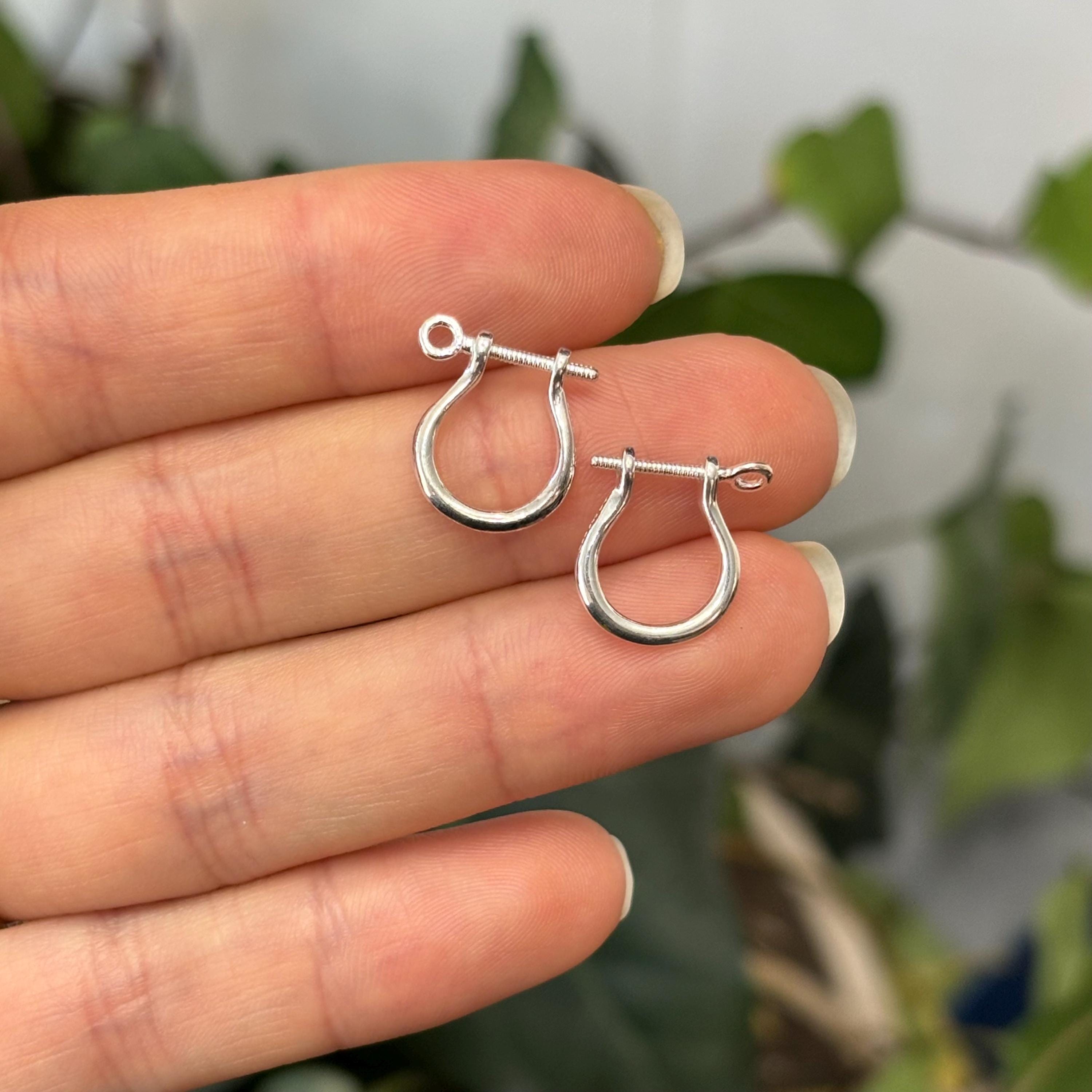 Sterling Silver Shackle Screw Link Hoop Earrings